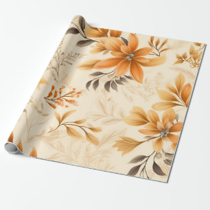 Papel De Regalo Flores doradas y hojas