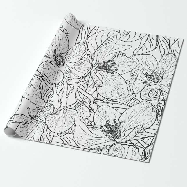 Papel De Regalo Flores elegantes de flores de flores de cerezo bla (Desenrollado)