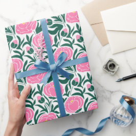 Papel De Regalo Flores elegantes de peones rosados