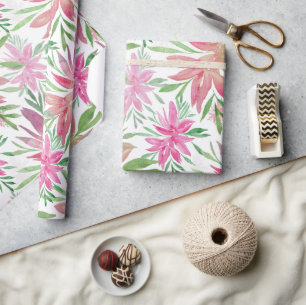 Papel De Regalo Flores Elegantes Románticas Acuarela Sombra De Ros