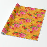 Papel De Regalo Flores elegantes sobre naranja<br><div class="desc">Ramos florales papel de envolver naranja para fiestas de soltera,  bodas,  cumpleaños o cualquier ocasión especial.</div>