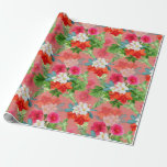 Papel De Regalo Flores elegantes sobre rosa<br><div class="desc">Ramos florales en papel de regalo rosa para despedidas de soltera,  bodas,  cumpleaños o cualquier ocasión especial.</div>