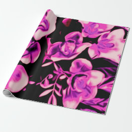 Papel De Regalo flores en la oscuridad, rosa