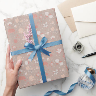Papel De Regalo Flores Esbozadas sobre Marrón Claro