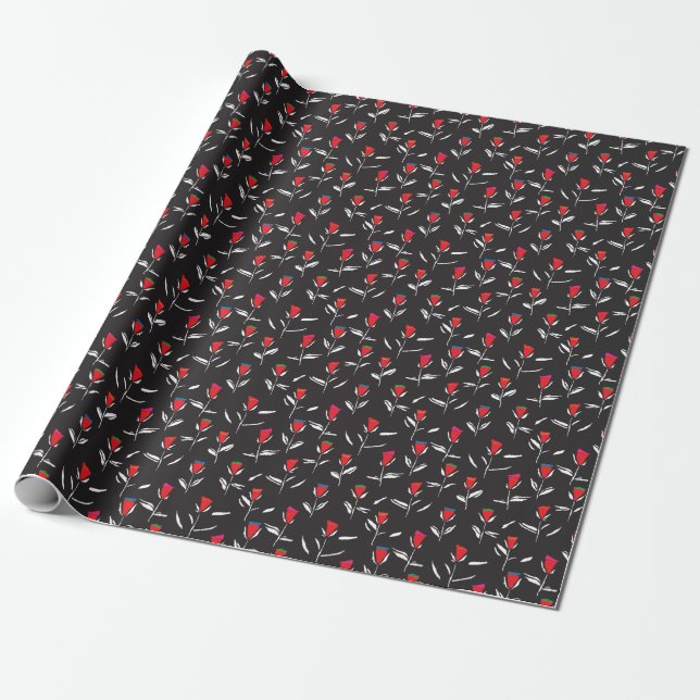 Papel De Regalo Flores estilizadas: Elegancia de patrones de época (Desenrollado)