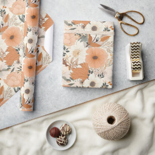 Papel De Regalo Flores estilo Boho patrón colores claros