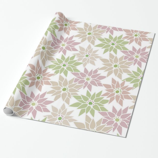 Papel De Regalo Flores florales abstractas personalizado romántico (Desenrollado)