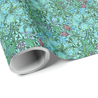 Papel De Regalo Flores florales amarillas vintage Blue Pink Green