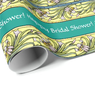 Papel De Regalo Flores florales de Iris Art Nouveau Ducha de novia