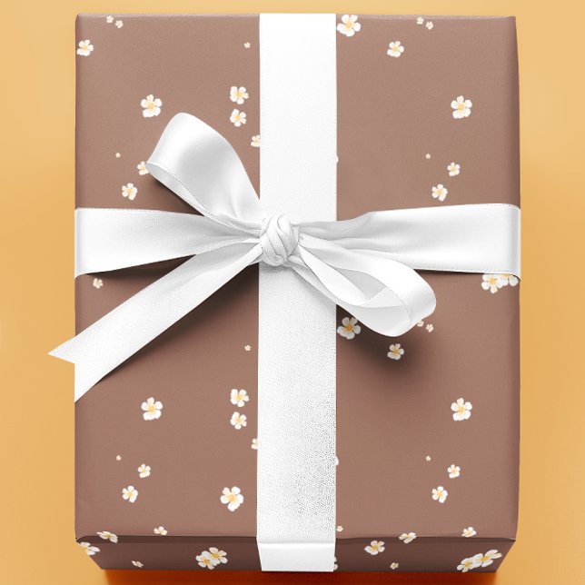 Papel De Regalo Flores florales de Mocha Mousse (Subido por el creador)