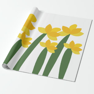 Papel De Regalo Flores Florales Narciso Amarillo