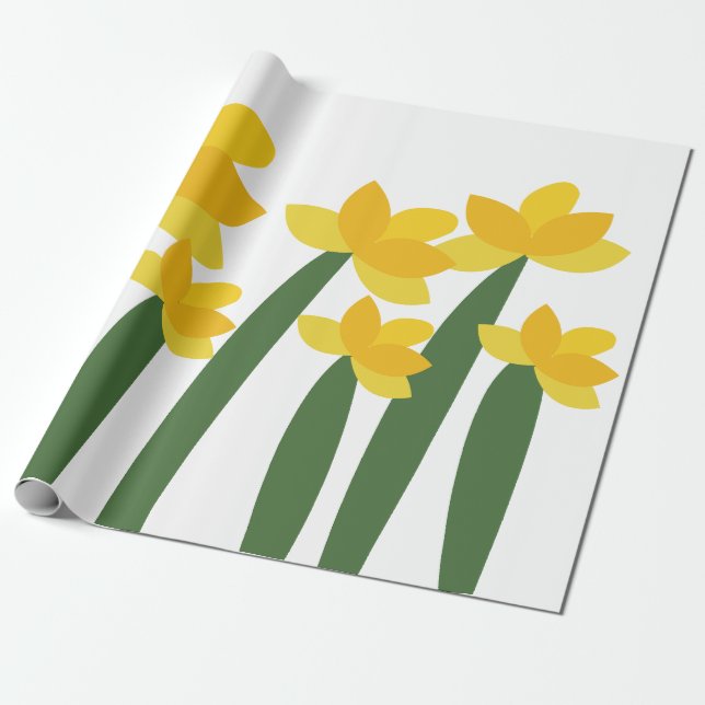 Papel De Regalo Flores Florales Narciso Amarillo (Desenrollado)