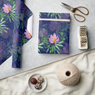 Papel De Regalo Flores florecen aguas violetas