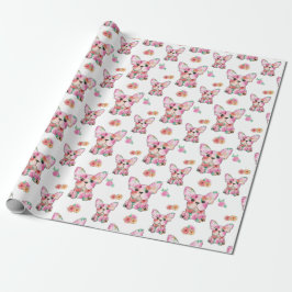 Papel De Regalo Flores Frenchies Bulldog francés amante de mascota