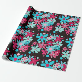 Papel De Regalo Flores funky azules y rosas