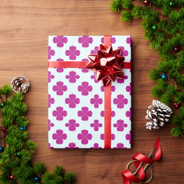 Papel De Regalo Flores geométricas rosadas sobre un fondo claro (Regalo de vacaciones)