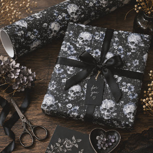 Papel De Regalo Flores góticas Calaveras Botánica oscura
