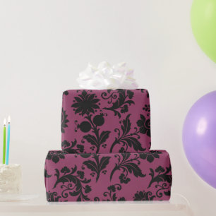 Papel De Regalo Flores góticas rosadas y negras patrón Halloween