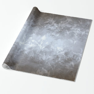 Papel De Regalo Flores Gris Y Blancas