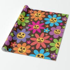 Papel De Regalo Flores Groovy Spooky de Halloween