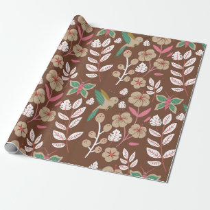 Papel De Regalo Flores, hojas, mariposa sin costura floral