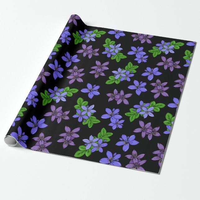 Papel De Regalo Flores jamaiquinas moradas de Lignum Vitae (Desenrollado)
