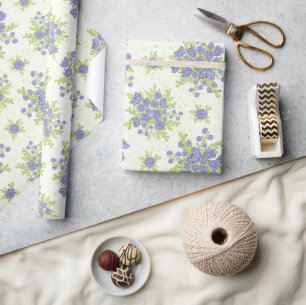 Papel De Regalo Flores Lilas Purpúreas Florales de Primavera