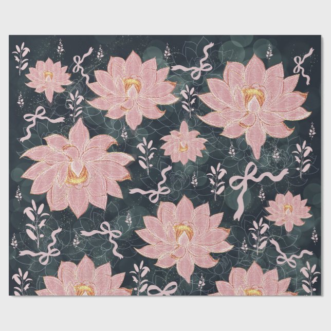 Papel De Regalo Flores mágicas con diseño de purpurina  (Superficie plana)