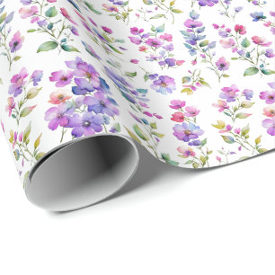 Papel De Regalo Flores marinas de color púrpura elegante