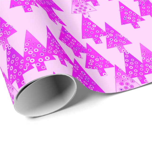 Papel De Regalo Flores modernas árboles de Navidad - orquídea (Esquina del rollo)