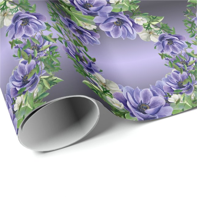 Papel de regalo Flores Moradas Acuarela (Esquina del rollo)