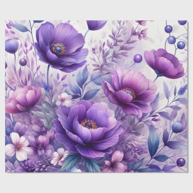 Papel De Regalo Flores Moradas Bonitas (Superficie plana)