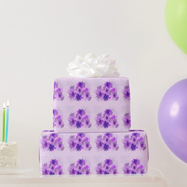 Papel De Regalo Flores moradas de bonito (Regalos de fiesta)