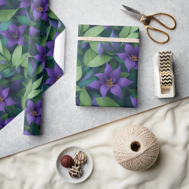 Papel De Regalo Flores moradas de bonito (Artesanía)