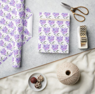Papel De Regalo Flores Moradas de Lilas Patrón de Acuarela de la N