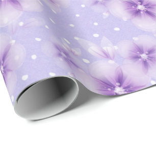 Papel De Regalo Flores moradas en puntos