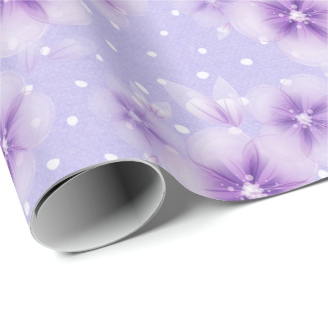 Papel De Regalo Flores moradas en puntos (Esquina del rollo)