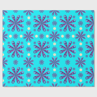 Papel De Regalo Flores Moradas Retro sobre Fondo Azul