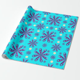 Papel De Regalo Flores Moradas Retro sobre Fondo Azul