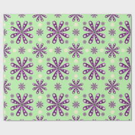 Papel De Regalo Flores Moradas Retro sobre Fondo Verde