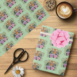 Papel De Regalo Flores moradas rosadas del tigre Henna
