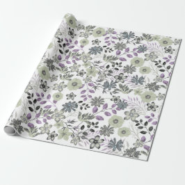 Papel De Regalo Flores multicolor con toque gris