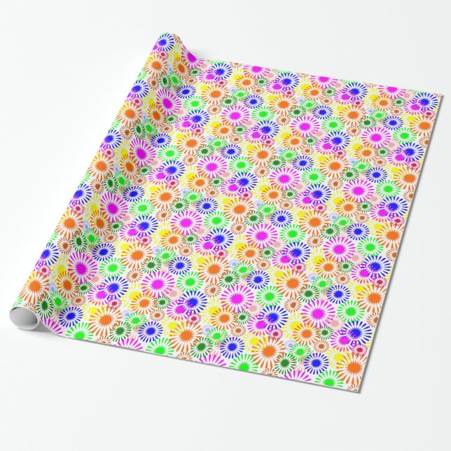 Papel De Regalo Flores multicolores (Desenrollado)