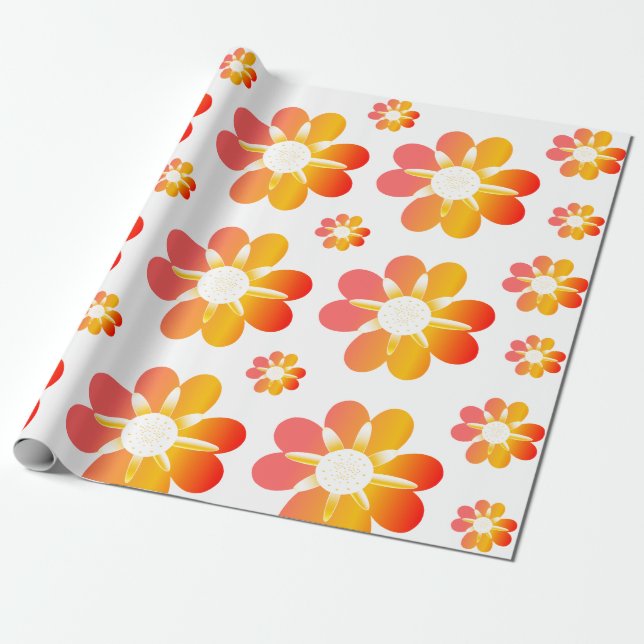 Papel De Regalo Flores naranjas (Desenrollado)