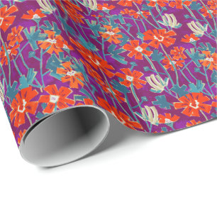 Papel De Regalo flores naranjas sobre almohada de lanzamiento mora