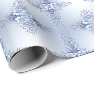 Papel de Regalo Flores Ornamentales Azules con Per