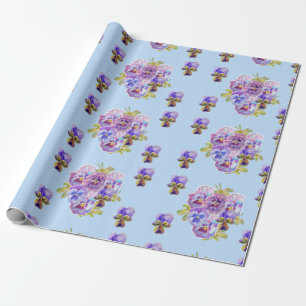 Papel De Regalo Flores pansy floridas Shabby Chic Blue Wraping