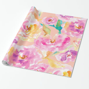 Papel De Regalo Flores pintadas a mano lindas de la acuarela