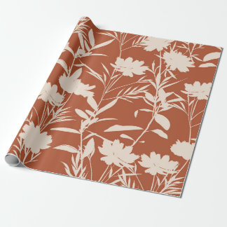 Papel De Regalo Flores praderas de silueta retro patrón ininterrum