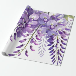 Papel De Regalo Flores púrpura de glicina Flores silvestres Acuare